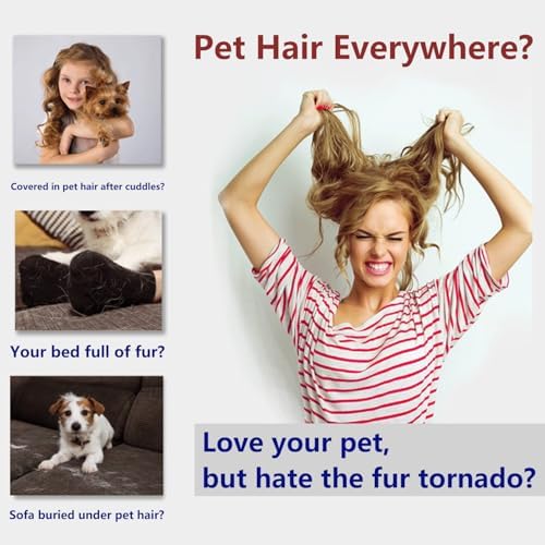 Pawsome Pets Pet Hair Remover Gift Set Reusable Lint Roller Cat and Dog Hair Remover for Furniture, Couch, Carpet, Clothing and Bedding - Portable, Multi-Surface Fur Removal Tool