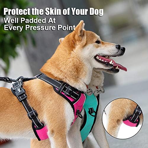 PoyPet No Pull Dog Harness Large, Reflective Vest with Front Clip & Handle
