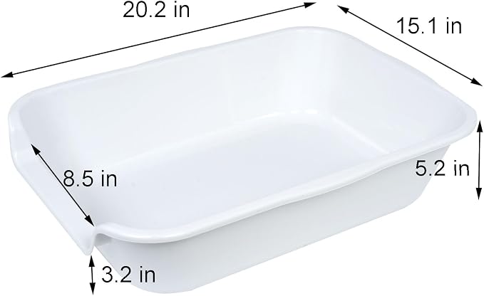 1 Pack of Extra Large Cat Litter Box (ABS Material), Low Entry Senior Litter Pen for Geriatric Kitty Big Cats, Jumbo Pet Safe Litter Boxes Tray for Indoor Pets Potty (White, 20"L x 15.5"W)