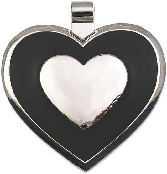LuckyPet Heart Shaped Jewelry Tag - Dog & Cat Identification Tag - Easy to Read Laser Engraving on The Back Side - Size: Small, Color: Black