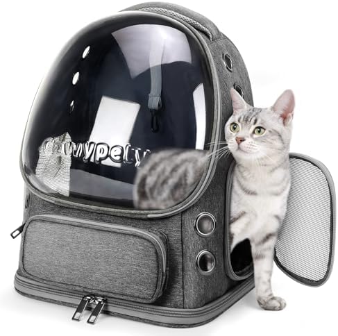 Cawypety Cat Backpack Carrier Large Space Bubble Backpack up to 12lbs Grey
