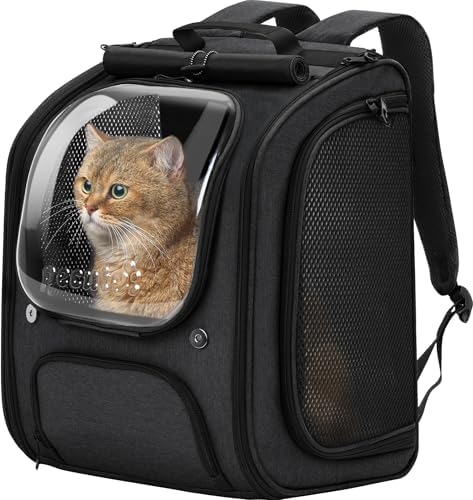 Pecute Cat Backpack Carrier,Large Space Cat Bubble Backpack,Ergonomic,Black