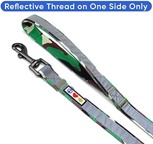 Pawtitas Camo Green Dog Leash 6 ft Custom ID Lead for Dogs & Puppies Reflective Comfortable Padded Handle Embroidered Name & Phone Number