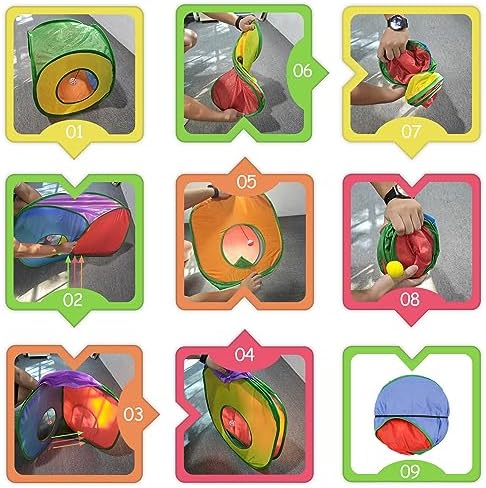 Andiker Cat Tunnel, Foldable Square Colorful Kitten Pop Up Tent Matches with Most Cat Tubes Polyester Kitten Tent with a Bell Ball 3 Holes Kitten Tubes to Hide Play (Square S)