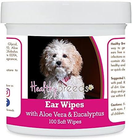 Healthy Breeds Cockapoo Ear Cleaning Wipes with Aloe & Eucalyptus for Dogs 100 Count