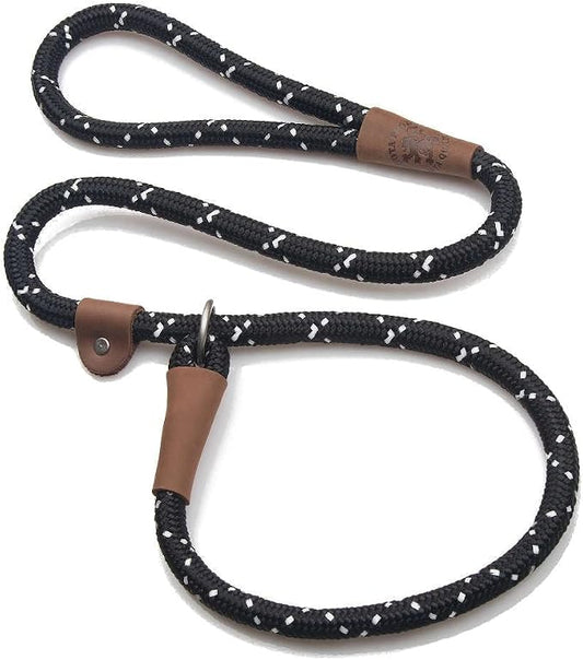 Mendota Pet Slip Leash - Dog Lead and Collar Combo - Made in The USA - Night Viz Black, 1/2 in x 6 ft - for Large Breeds
