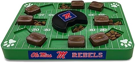 Pets First NCAA Mississippi OLE Miss Rebels Puzzle Toy, Puzzle Treat Dog Toy, Interactive Dog Treat Toy, Dog Puzzle