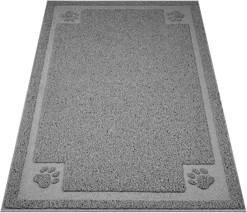 UPSKY Large Cat Litter Mat Trapper 35"×23", Waterproof, Non-Slip, Gray