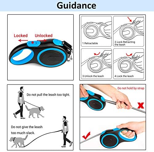 Segarty 26 Ft Retractable Dog Leash, 8m Retractable Leash for Medium Larger Dogs Up to 110 Lbs, 1 Button Break & Lock, 360 Tangle-Free, Heavy Duty Long Dog Lead for Training Running Walking