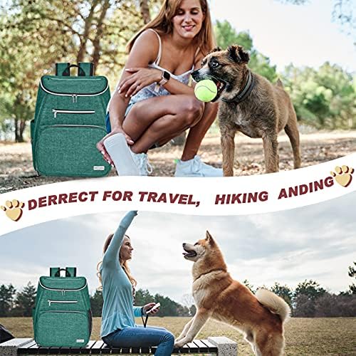 BAGLHER丨Dog Travel Bag Backpack, Airline Approved Pet Supplies Backpack, Dog Travel Bag with 2 Silicone Collapsible Bowls and 2 Food Baskets Green