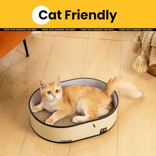 Conlun Oval Cat Scratcher Box with 4 Scratching Pads | Medium