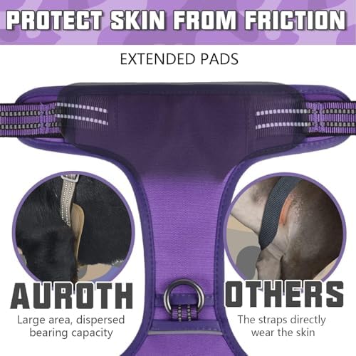 AUROTH Dog Harness for Large Dogs, No Pull Tactical Dog Vest with 2 Clips