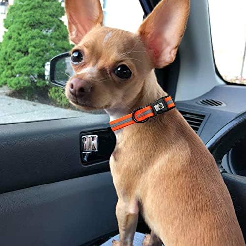 Nimble Reflective Waterproof Dog Collar Adjustable Odor Resistant Easy Clean Pet Collar for Small Medium Large Dogs Night Walking Outdoor Rainy Use (Small (9.45”-14.17”inches), Orange)