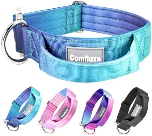 Thick Tactical Dog Collar with Handle for Medium Dogs - Heavy Duty(Blue)