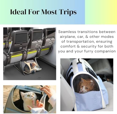Spacious Cat Backpack Carrier, Portable Cat Carrier, Large Space for Pet, Backpack for Kitty Cat & Small Dogs up to 15lbs, Lightweight & Foldable Pet Carrier for Travel & Hiking (Ice Blue)