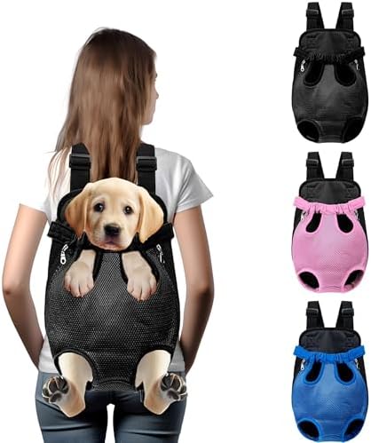 Hands-Free Pet Carrier Backpack for Dogs and Cats - Comfortable Adjustable Legs Carrier - Easy-Fit Design - Perfect for Traveling, Hiking and Camping - Small and Medium Pets (Black, Large)