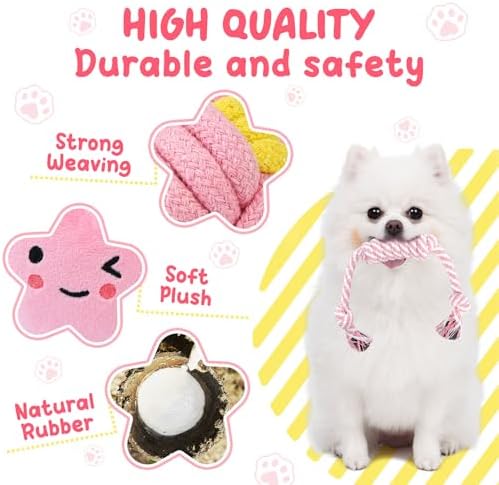 XIUGOAL Pink Puppy Toys for Teething - 23 Pack Puppy Chew Toys for Boredom, Interactive Dog Toys for Puppies, Cute Small Dog Toys with Treat Ball, Squeaky Dog Chew Toys and Ropes