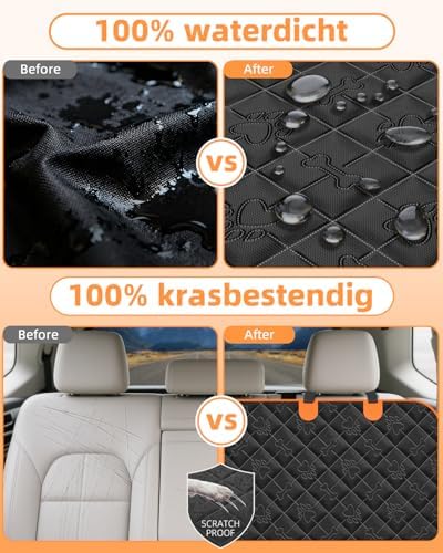 Dog Car Seat Cover 100% Waterproof Scratchproof Dog Hammock 600D for Car Back Seat Nonslip with Mesh Window Car Seat Protector for Dogs Pets Universal Fits for Most Cars Trucks SUV