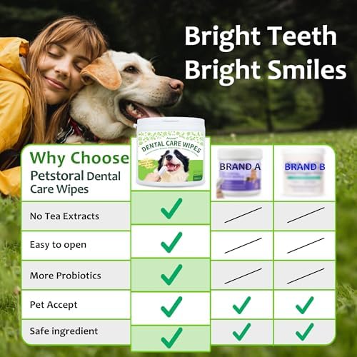 Petstoral Dental Care Wipes for Dogs and Cats, 50 Count