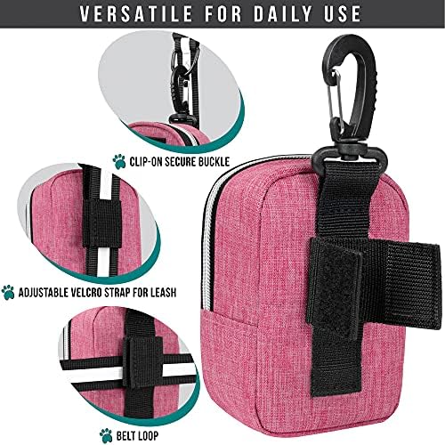 PetAmi Dog Poop Bag Holder for Leash, Waste Bag Dispenser Pet Pouch, Pink