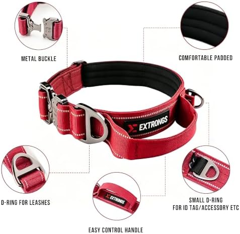 Adjustable Reflective Tactical Dog Collar for Large Dogs