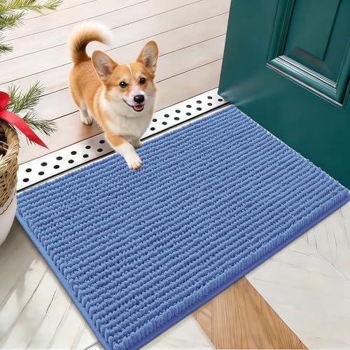 OLANLY Dog Door Mat for Muddy Paws 24x16, Extra Absorbent Chenille Mud Mat