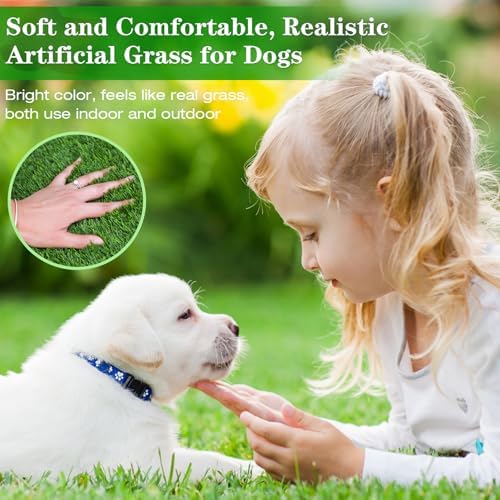 GLOBREEN Thick Artificial Grass Pee Pads for Large Dogs, 45" x 32" Puppy Pets Fake Turf Grass Patch Potty Training, High Drainage