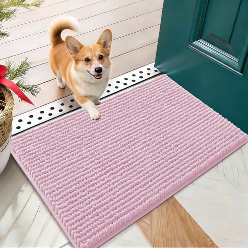 OLANLY Dog Door Mat for Muddy Paws 24x16, Extra Absorbent Chenille Mud Mat