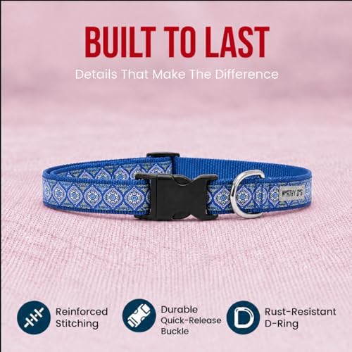 THE WORTHY DOG Summer Print, Adjustable Dog Collar, Small Dogs, Medallion