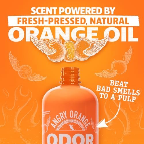 ANGRY ORANGE Pet Odor Eliminator for Dog and Cat Urine, Carpet Stains, and Strong Smells – NEW Orange Rush Scent – Citrus Cleaner with Natural Orange Oil – 24 oz