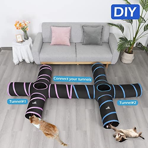 Pawaboo Cat Tunnel, Cat Tunnels for Indoor Cats, 4-Way Foldable Cats Tube