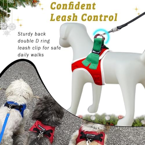 Comfort Fit Step-in Dog Harness All-Weather Dog & Puppy Harness Adjustable Extra Comfort Soft Padded No-Pull Vest for Small Medium Dogs Easy to Put On Secure Buckle Fit (Plush Both Side Velvet)