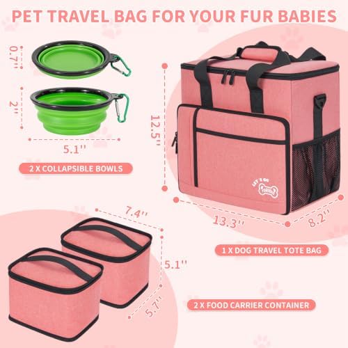 TORIBIO Large Dog Travel Bag for Supplies with Food Bowl