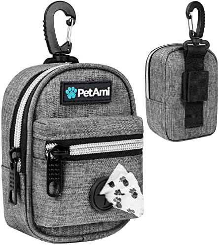 PetAmi Dog Poop Bag Holder for Leash, Waste Bag Dispenser Pet Pouch, Grey