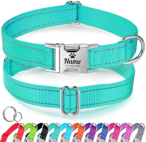 Silent Dog Collar Personalized with Name Phone Number Laser Engraved