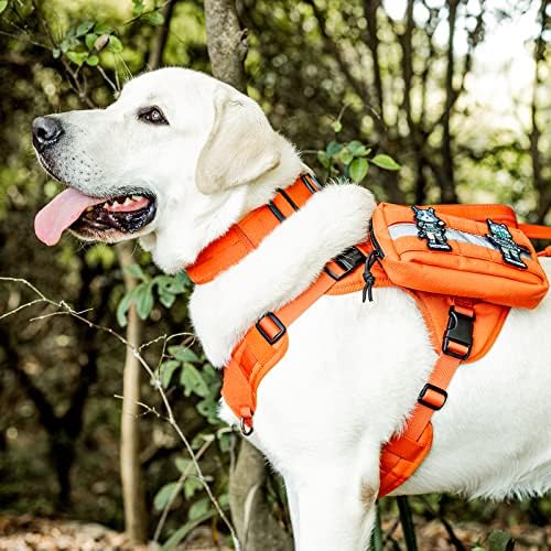OneTigris Heavy Duty Dog Collar for Large Dogs with Traffic Handle Orange L