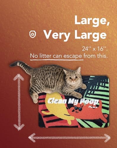 Lukamoo® Cute Cat Litter Mat (24’’x16’’), for Kitty Litter & Cat Litter Box, Independent Artist Designed (Sunbathing Buddies)