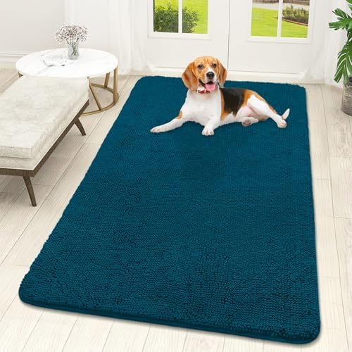 OLANLY Dog Door Mat for Muddy Paws 59x32, Super Absorbent Chenille Mud Mat
