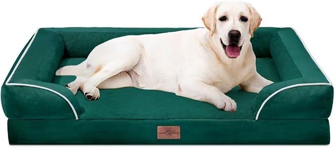 Comfort Expression Orthopedic Dog Bed for Extra Large Dogs with Bolster | Waterproof Dog Couch Bed with Washable Cover & Non-Slip Bottom, Supportive Egg Crate Foam XL Pet Bed, 45x35 Inch