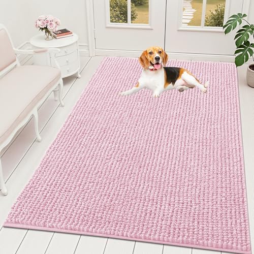 OLANLY Dog Door Mat for Muddy Paws 70x46, Extra Absorbent Chenille Mud Mat