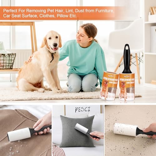 WulaWindy Lint Roller for Pet Hair, Extra Sticky Lint Rollers Pet Hair Remover for Clothes, Work Great on Pet Hair Value Pack (12 Pack)