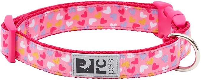 RC Pets Clip Collar | Reflective Label for Visibility Adjustable Comfortable & Secure Fit | Lil Heart, Medium, 1-Inch