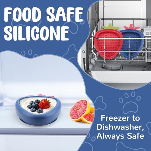 Freeze Dog Lick Bowl, Animire Non-Slip Slow Feeder Lick Mat for Dogs, Silicone Dog Enrichment Bowl for Distraction Anxiety Relief Boredom, BPA Free, Dishwasher Safe(Dark Blue,L)