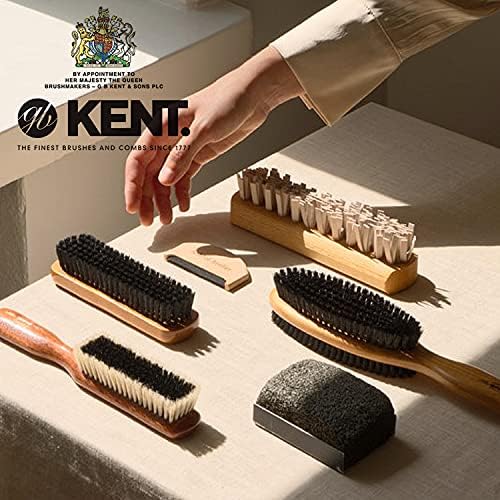 Kent CG1 Clothes Brush Cherrywood 100% Natural Black Bristle and Lint Remover Especially for Jeans or Corduroy Garments for Keeping Fabrics Free from Fibres, Fluff and Pet Hair. Made in England