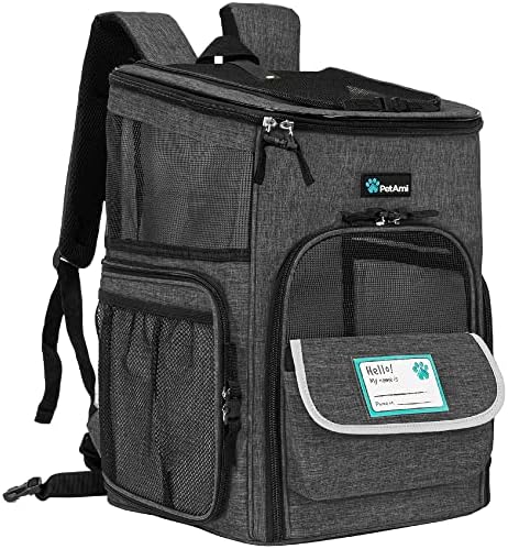 PetAmi Dog Backpack Carrier, Airline Approved 4-Way Entry Cat Bag, Charcoal