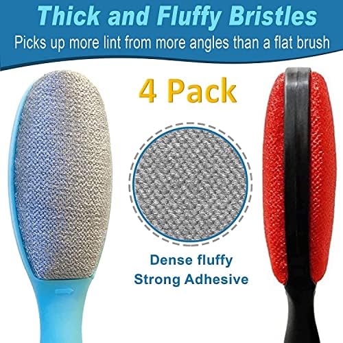 ezclean 4Pack 2Colors Lint Brush for Clothes Furniture Couch, Lint Brush Pet Hair Remover for Clothes Brush, Reusable Lint Brushes for Pet Hair,Velvet Brush, Pet Brush, Fabric Brush