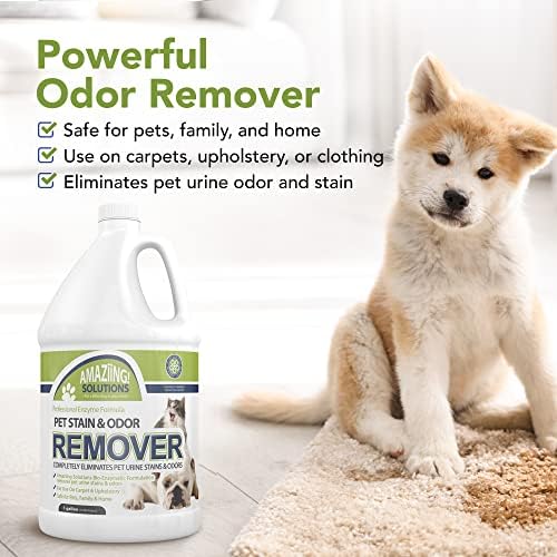 Pet Stain and Odor Remover - Enzyme Cleaner, Pet Urine Odor Eliminator Refill - Floor & Carpet Cleaner, Pet Deodorizers For Home, Fabric Freshener W/Fresh, Clean Scent, 1 Gallon