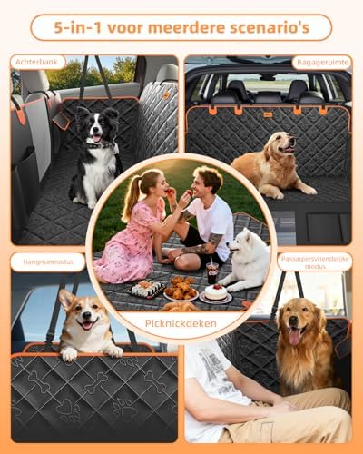 Dog Car Seat Cover 100% Waterproof Scratchproof Dog Hammock 600D for Car Back Seat Nonslip with Mesh Window Car Seat Protector for Dogs Pets Universal Fits for Most Cars Trucks SUV