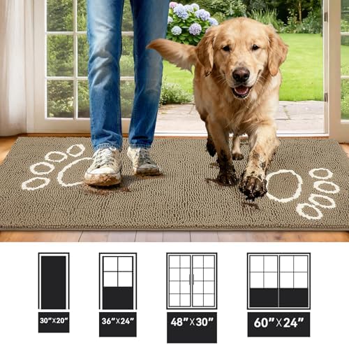Bcoimo Super Absorbent Dog Door Mat, 60"*24" Anti Slip Mat for Muddy Paws