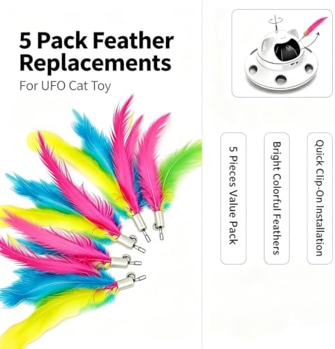 Antenna Mounted Feather Refill, Replacement Accessory 3-in-1 Auto Cat Toy (Only Feather Attachment, Toy Base Not Included)